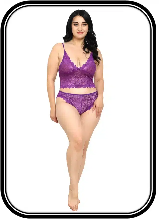 Cotton Blend Babydoll Set for Women (Purple, XXS)