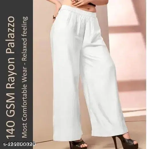 Rayon Plazo Sets for Girls, Pack of 1 (White, S)