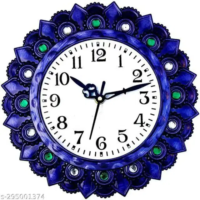 Plastic Analog Wall Clock, Blue & White