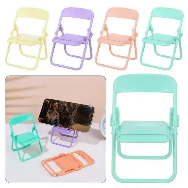 Plastic Mini Chair Shaped Mobile Stand, Pack of 5, Multicolor