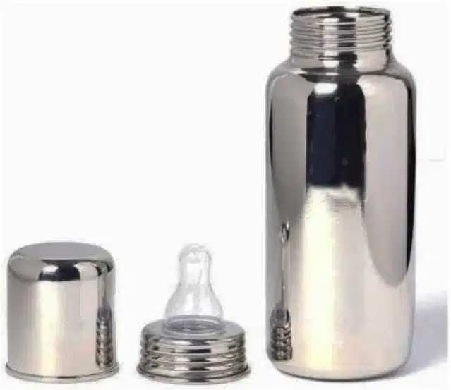 Stainless Steel Milk Feeding Bottle for Kids, Silver
