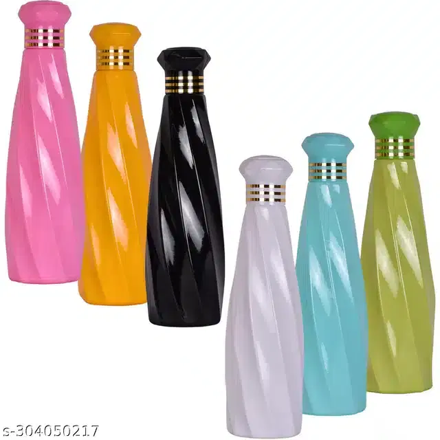 Plastic Water Bottles Set, Pack of 6, Multicolor, 1000 ml