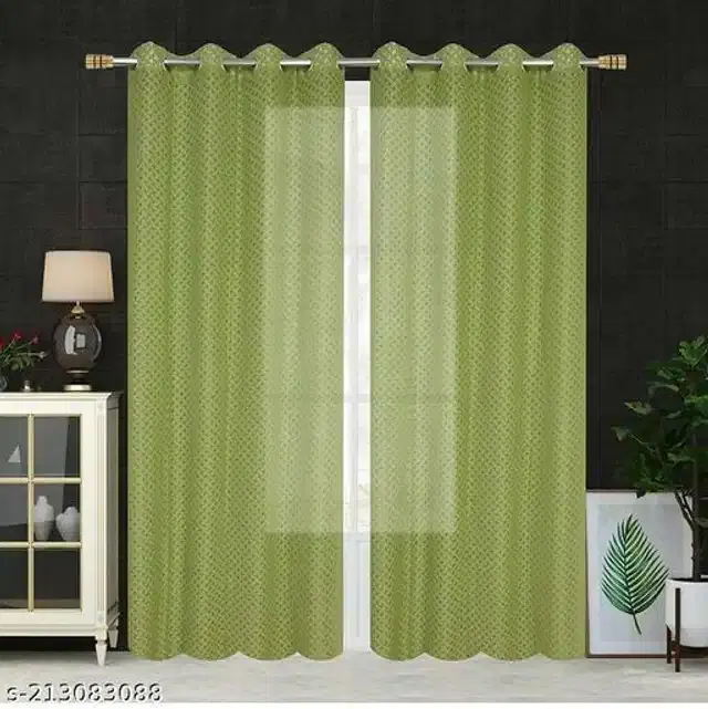 Curtains for Door, Green, 5 Feet, Pack of 2