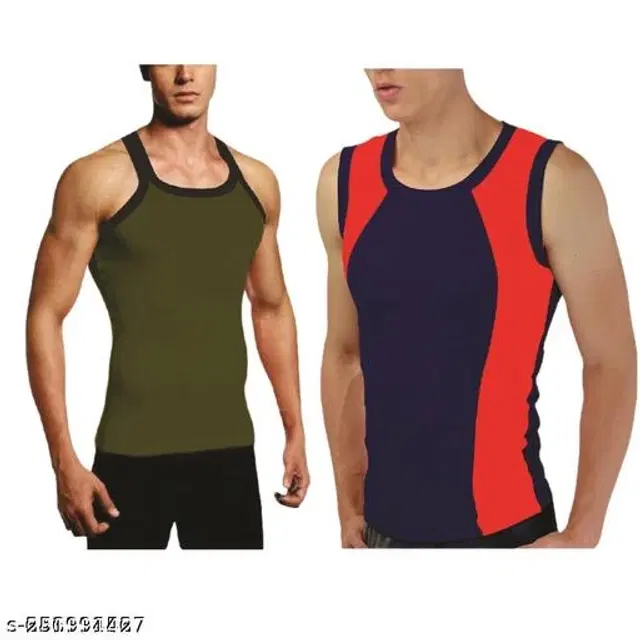 Cotton Vests for Men, Pack of 2 (Multicolor, L)