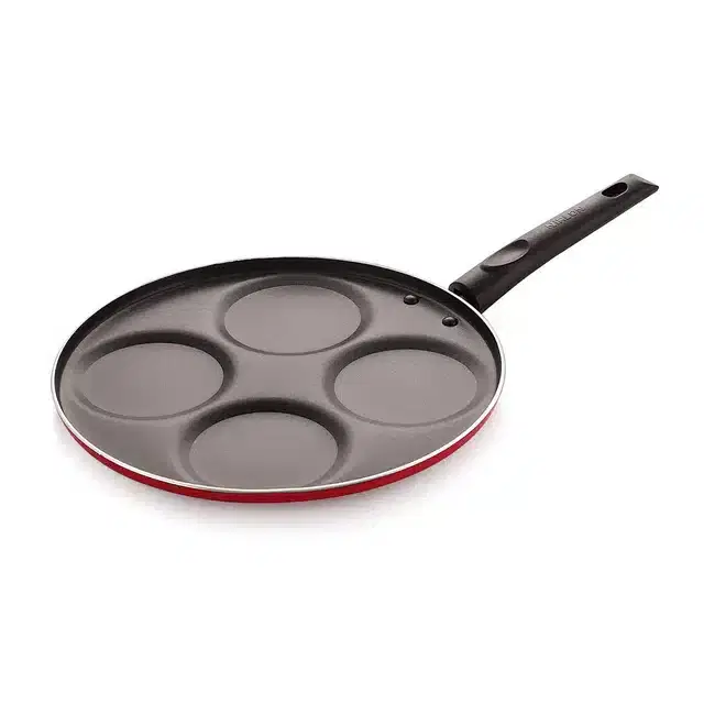 NIRLON Aluminium Uttapam Maker, Red & Black, 26.5 cm