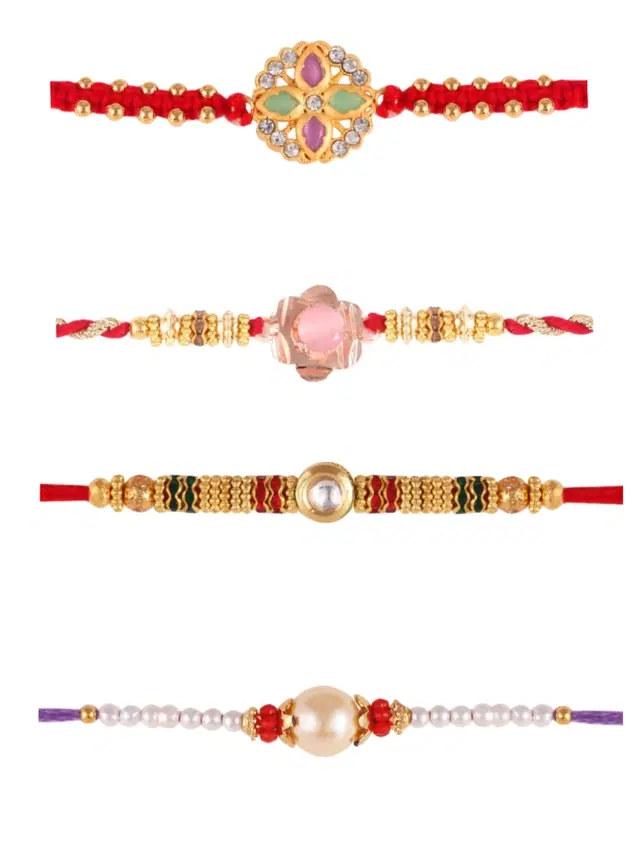 Designer Rakhi for Rakshabandhan, Multicolor, Pack of 4