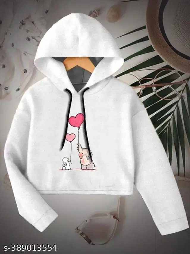 Cotton Blend Hoodie for Girls (White, 7-8 Years)
