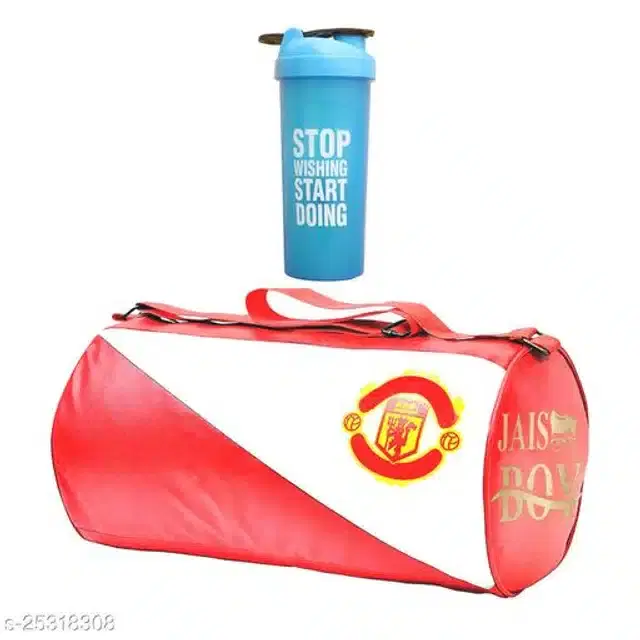 Combo of Gym Bag with Shaker Bottle, 500 ml, Multicolor, Set of 2