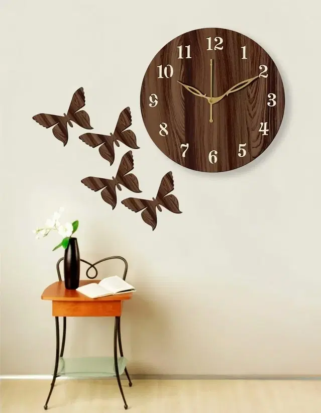 Khatu Crafts Plastic Wall Clock, Brown, 25x25 cm