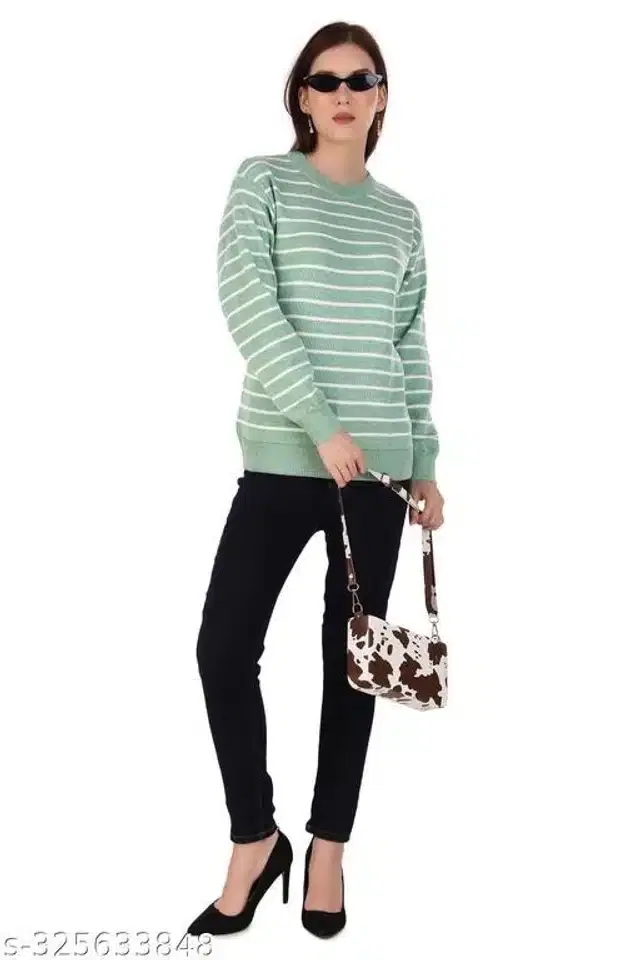 Acrylic Sweater for Women (Green, M)