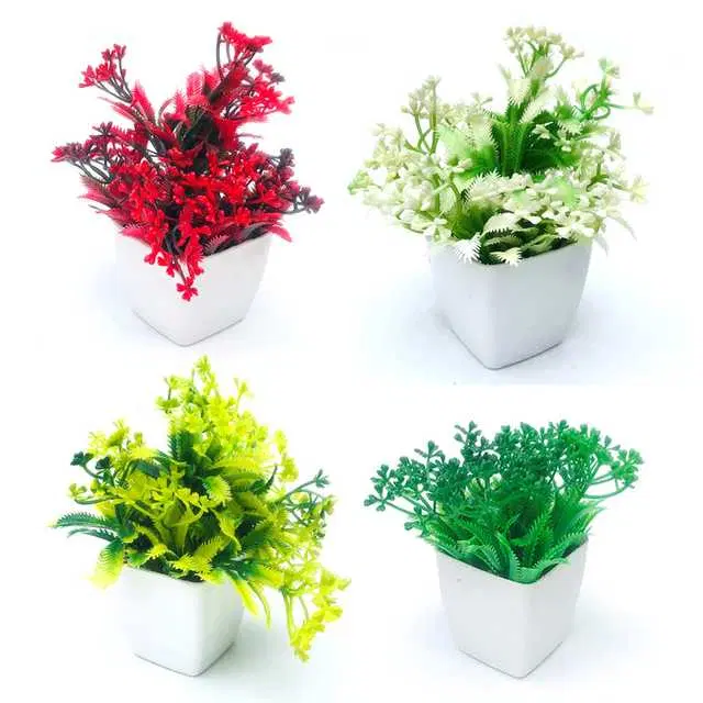 Duli Natural Looking Artificial Flower Pot For Home Decoration, Multicolor, Pack Of 4, D-29