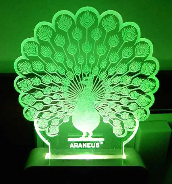 Unicept Peacock 3D 7 Color Changing Night Lamp, Multicolor, NE-19