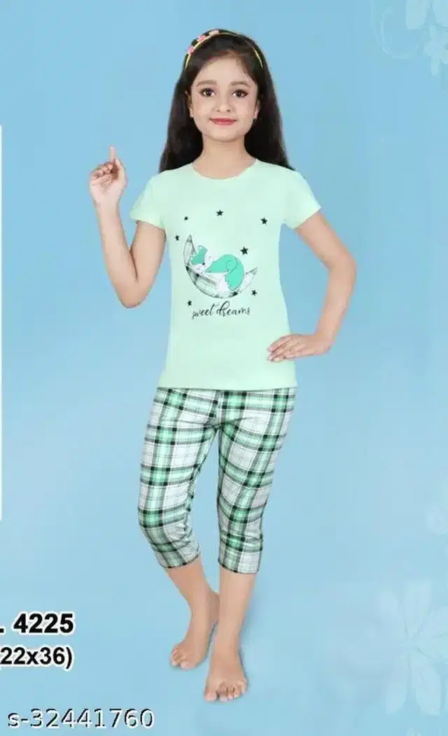 Nightsuit for Girls (Multicolor, 8-9 Years)