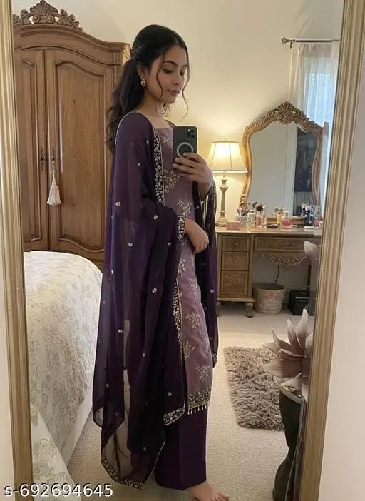 Embroidered Anarkali Party Suit for Women (Pink, Un Stitched)