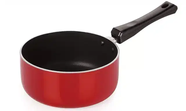 Aluminium Non Stick Sauce Pan, Red & Black, 1.2 L