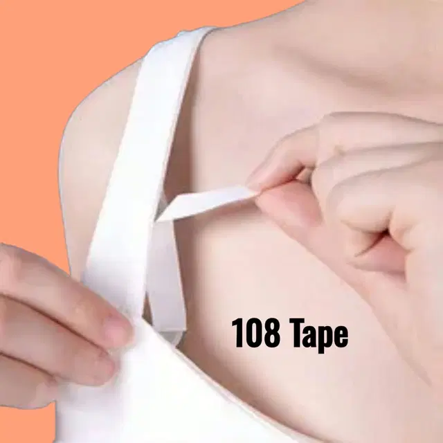 Acrylic Film Clothing 108 Double Sided Tape Strips, Transparent, Set of 1