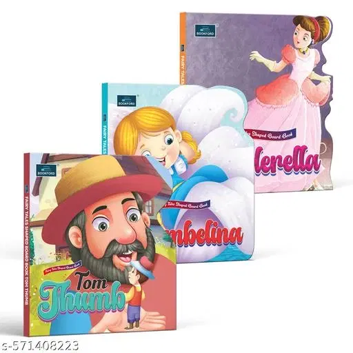 Fairy Tale Shaped Board Book | Cinderella, Thumbelina, and Tom Thumb | for kids | story books | (Set of 3)