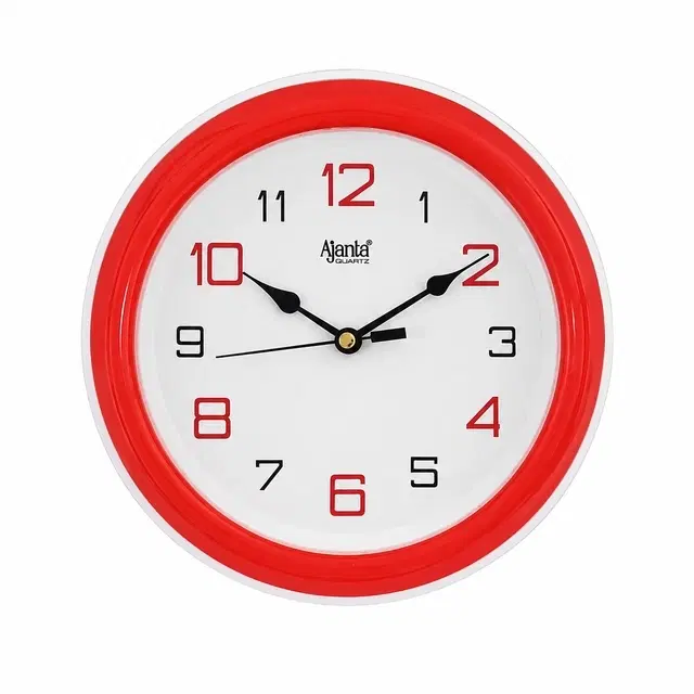Ajanta Analog Wall Clock, Small [8" × 8"], Plastic (Red)