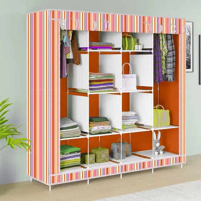 Carbon Steel 3 Door 12 Shelf Printed, Orange