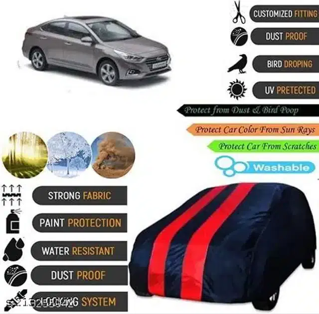 Taffeta Waterproof Car Cover for Hyundai Verna, Multicolor