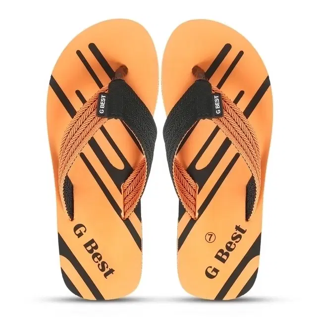 Printed Flipflops & Slippers (Orange, 9)