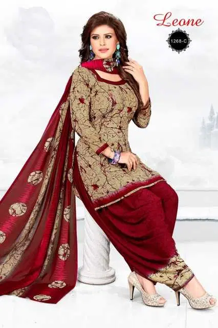 Sharda Fashionable Leon Crepe Women Printed Unstitched Casual Dress Material Suit (Multicolor) (SC-4)