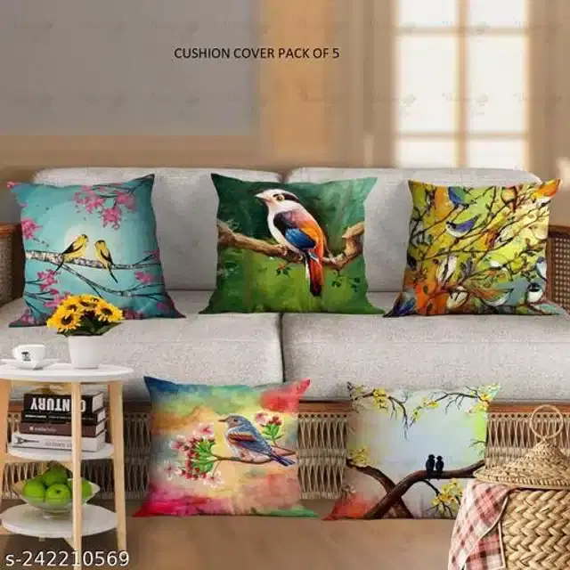 Cushion Cover for Home, Multicolor, 16x16 inches, Pack of 5