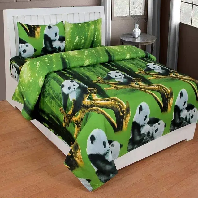 Polycotton Double Bedsheet with 2 Pillow Cover, Multicolor, 90x90 inches