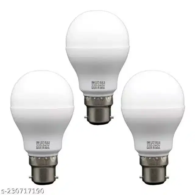 LED Cool Day Light Bulb, White, 9 W, Pack of 3