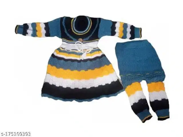 Woolen Sweater & Pant for Girls (Multicolor, 0-3 Months)