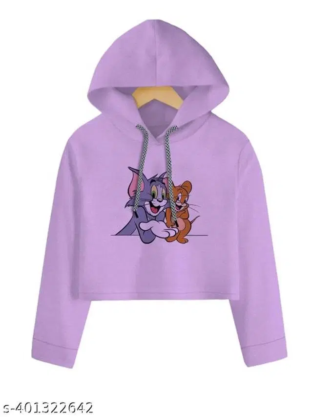 Cotton Blend Hoodie for Girls (Purple, 8-9 Years)