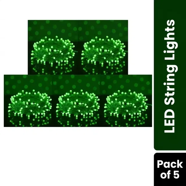Mprow High Glow 10 Meter 34 Led's String Light, Green [Pack of 5]