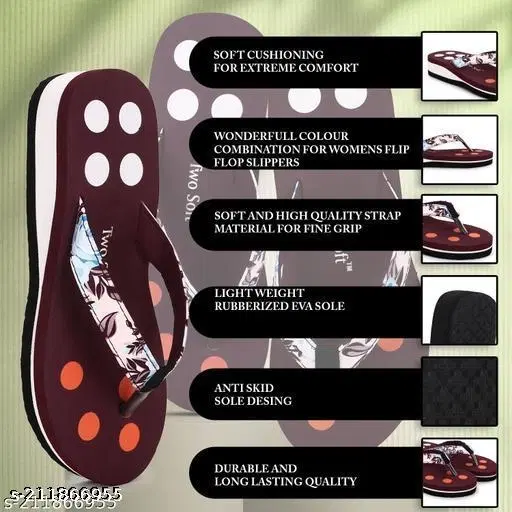 EVA Flip-flops for Women (Maroon, 4)
