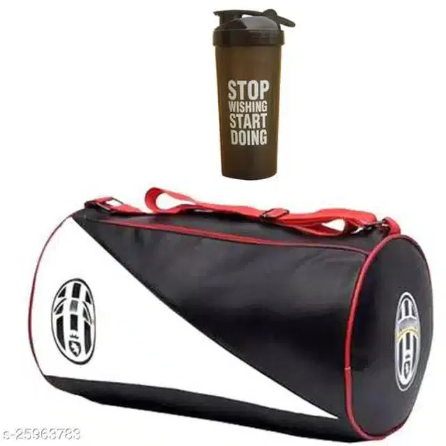 Combo of Gym Bag with Shaker Bottle, 600 ml, Multicolor, Set of 2
