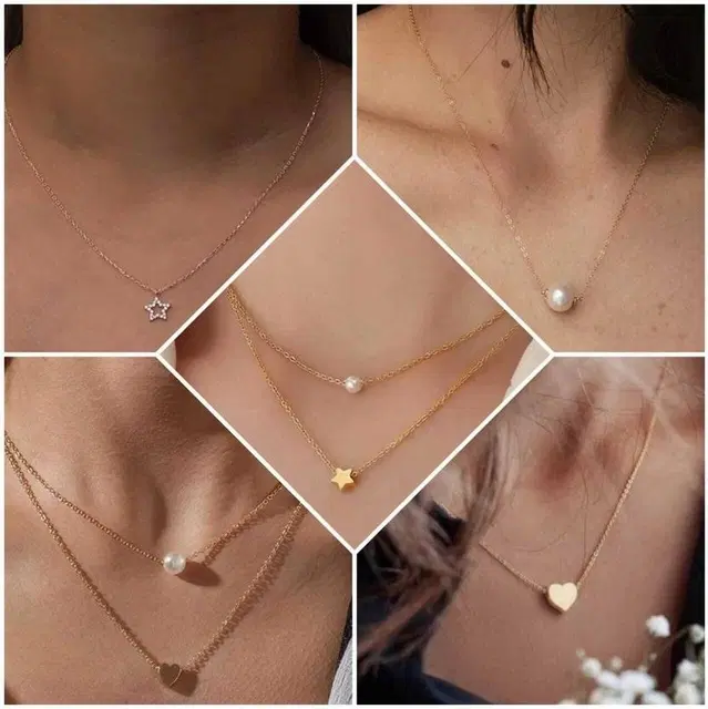 Shimmering Beautiful Leyered Necklace Combo For Women And Girls, Set of 1