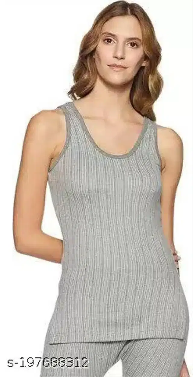 Cotton Thermal Top for Women (Light Grey, M)