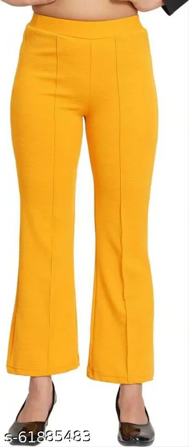 Cotton Blend Trouser for Women (Yellow, 26)