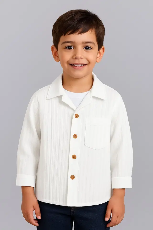 Cotton blend shirt for boys, White (0-1 Years)