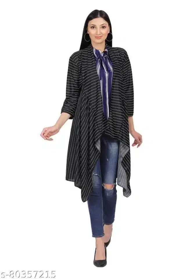 Three Quarter Sleeves Shurg for Women (Black, M)