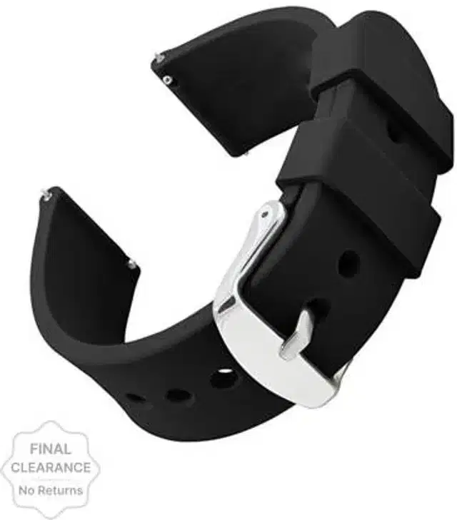 Silicone Watch Straps for Smartwatch, Black, 19 mm