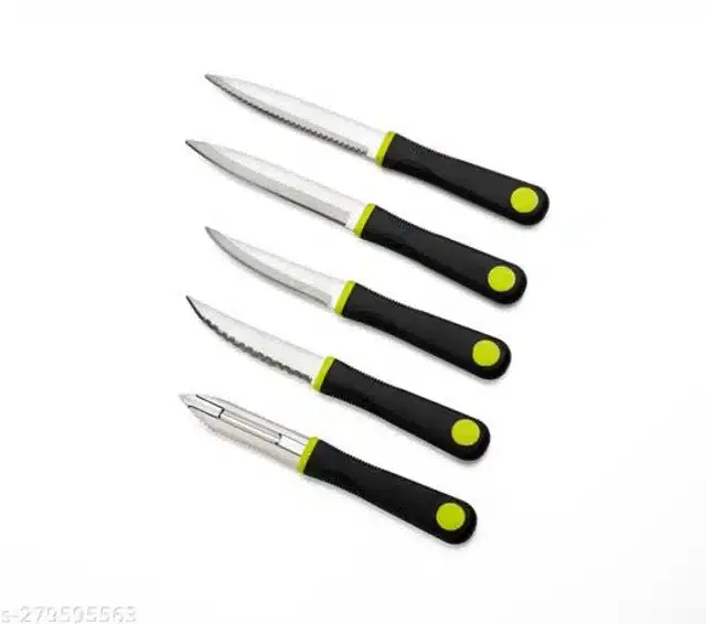 4 in 1 Knife Peeler Set, Black, Set of 5