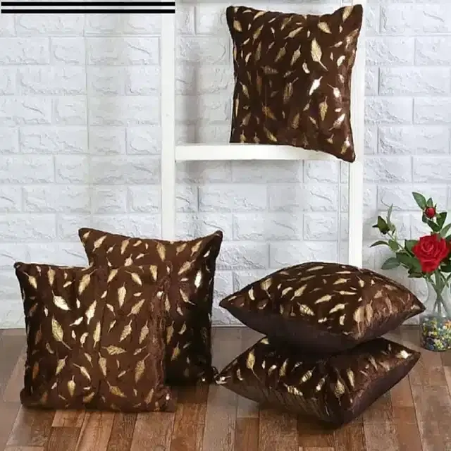 Velvet Cushion Covers, Brown, 40x40 cm, Pack of 5