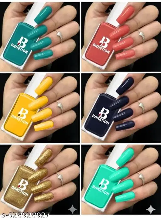 Banetion Matte Nail Polish, Multicolor, Pack of 6