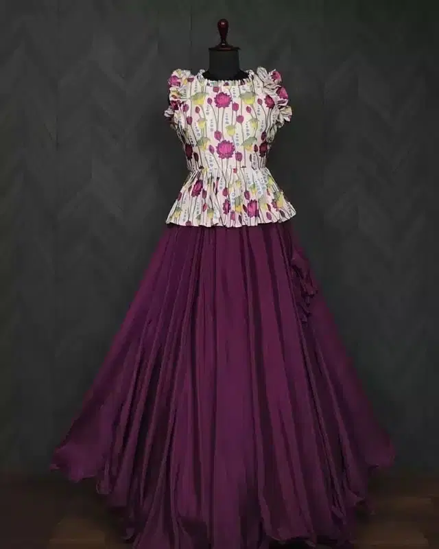 Semi Stitched Lehenga Choli for Women (Wine)