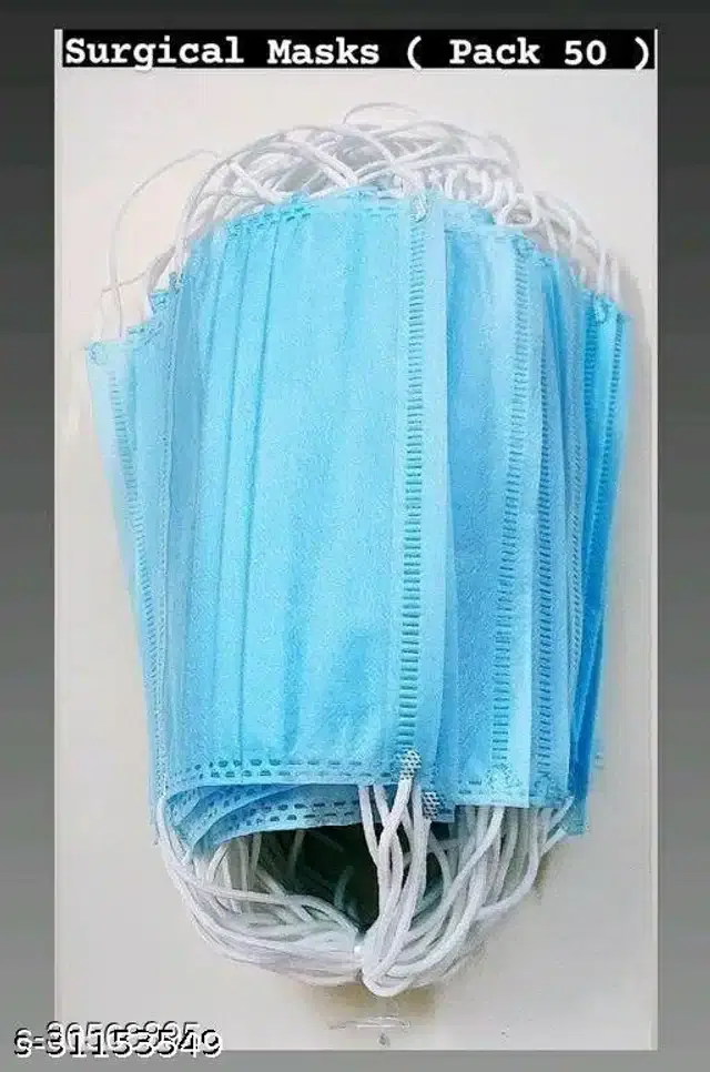 Non-Woven PPE Masks, Blue, Pack of 50