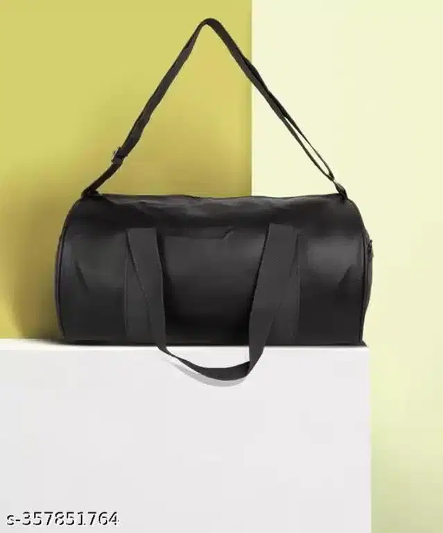 Faux Leather Gym Bag, Black