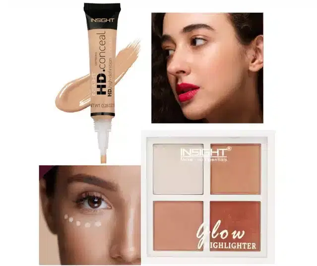Glow Highlighter Palette with Concealer, Multicolor, Set of 2