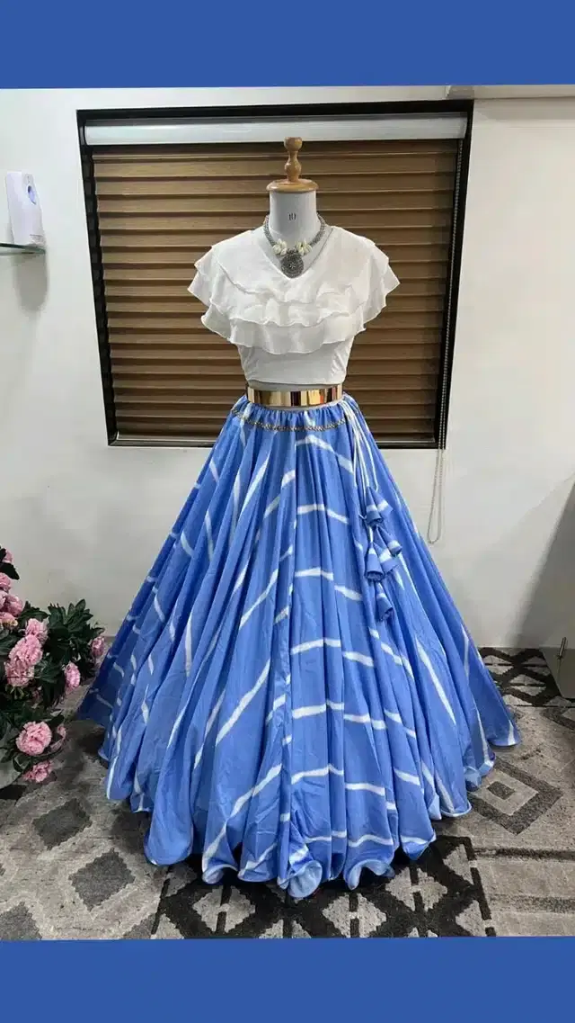 Ready to Wear Lehenga Choli for Women (Aqua Blue, XS)
