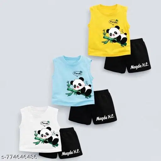 Trendy Top & Bottom Set for Boys/Girls, Pack of 3 (Yellow, 12-18 Months)