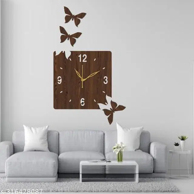 Wooden Wall Clock for Home, Brown